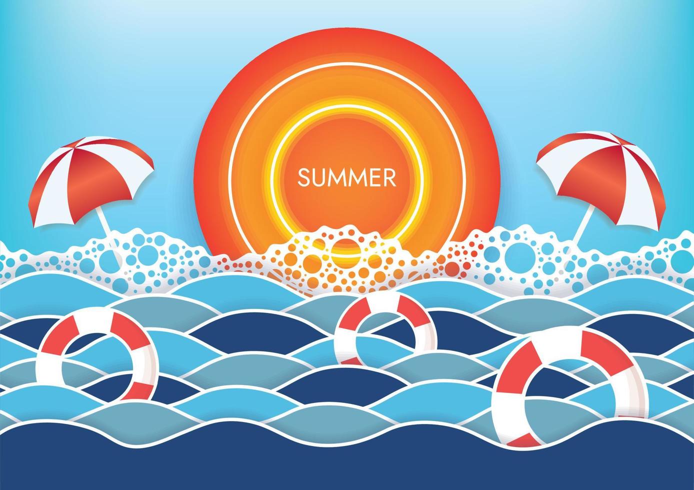summer sunset hot season beach background beach objects vector