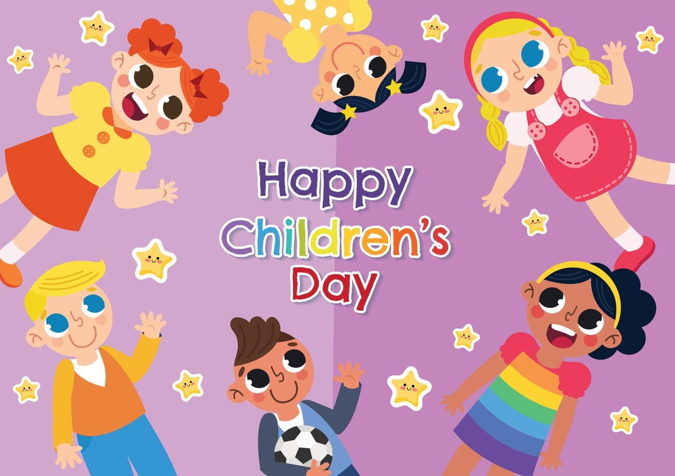 happy Children's day and kid lovely icon colorful vector