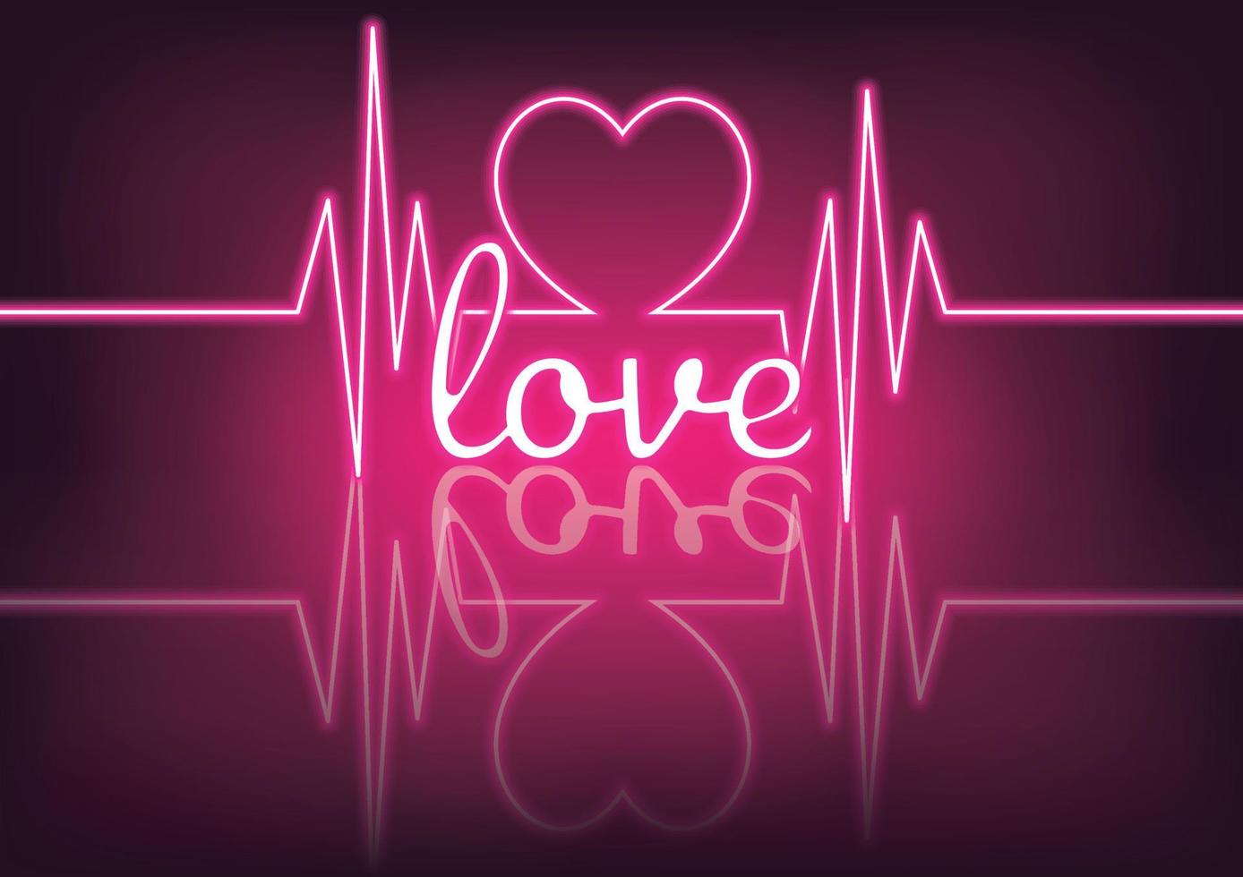valentine's day neon heart background love text vector