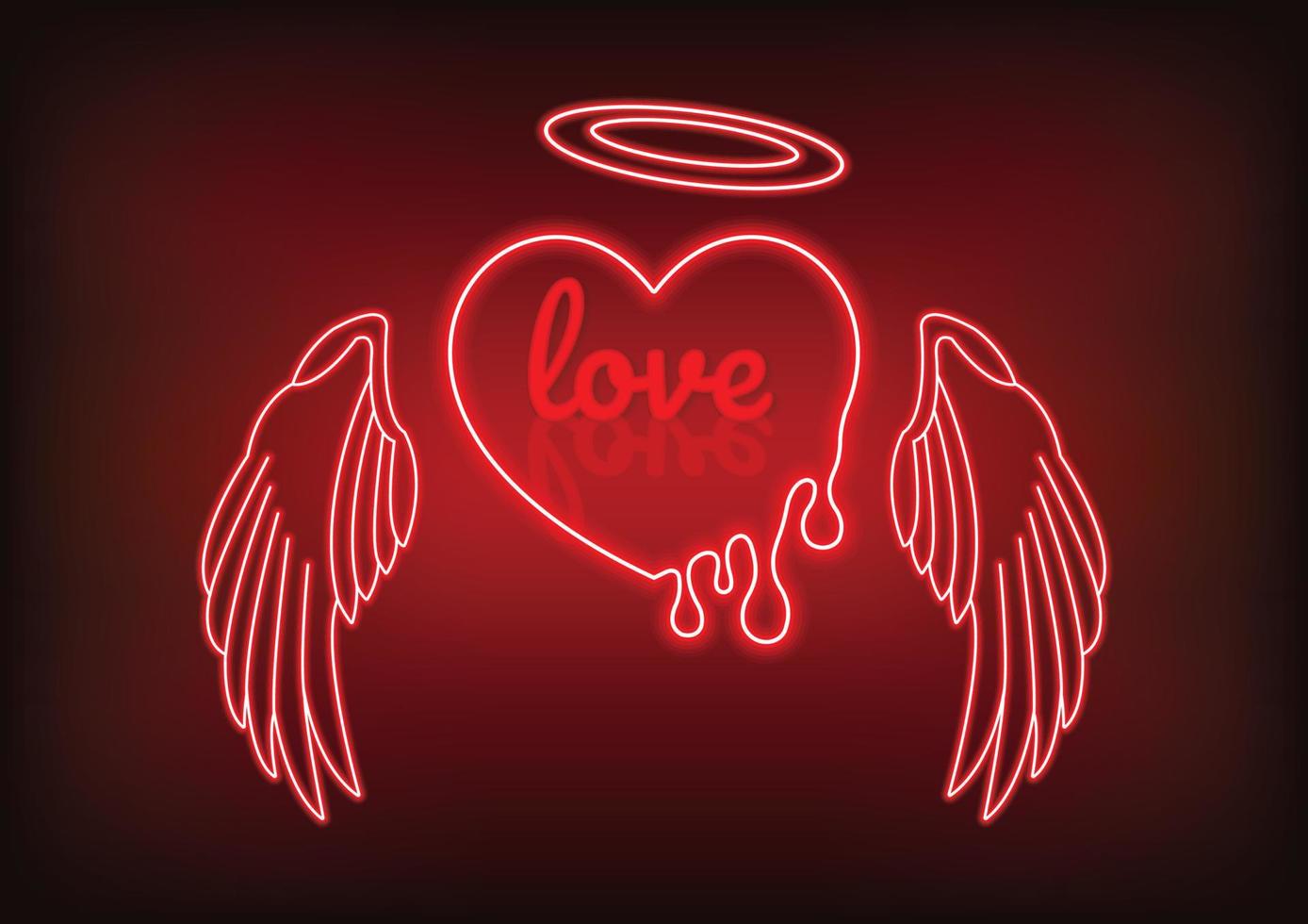 valentine's day neon heart background vector love text