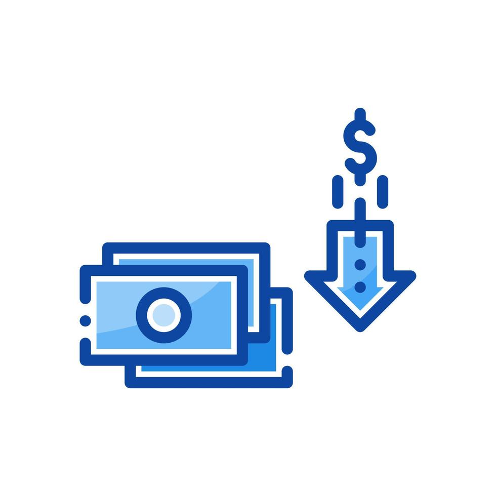 cost reduction filled line style icon isolated on white background vector