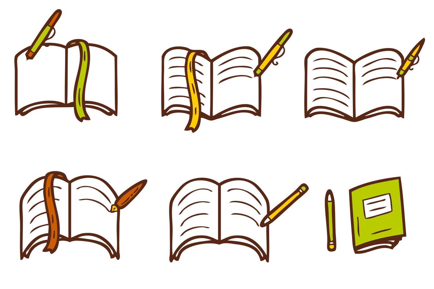 School university textbook icons collection. vector
