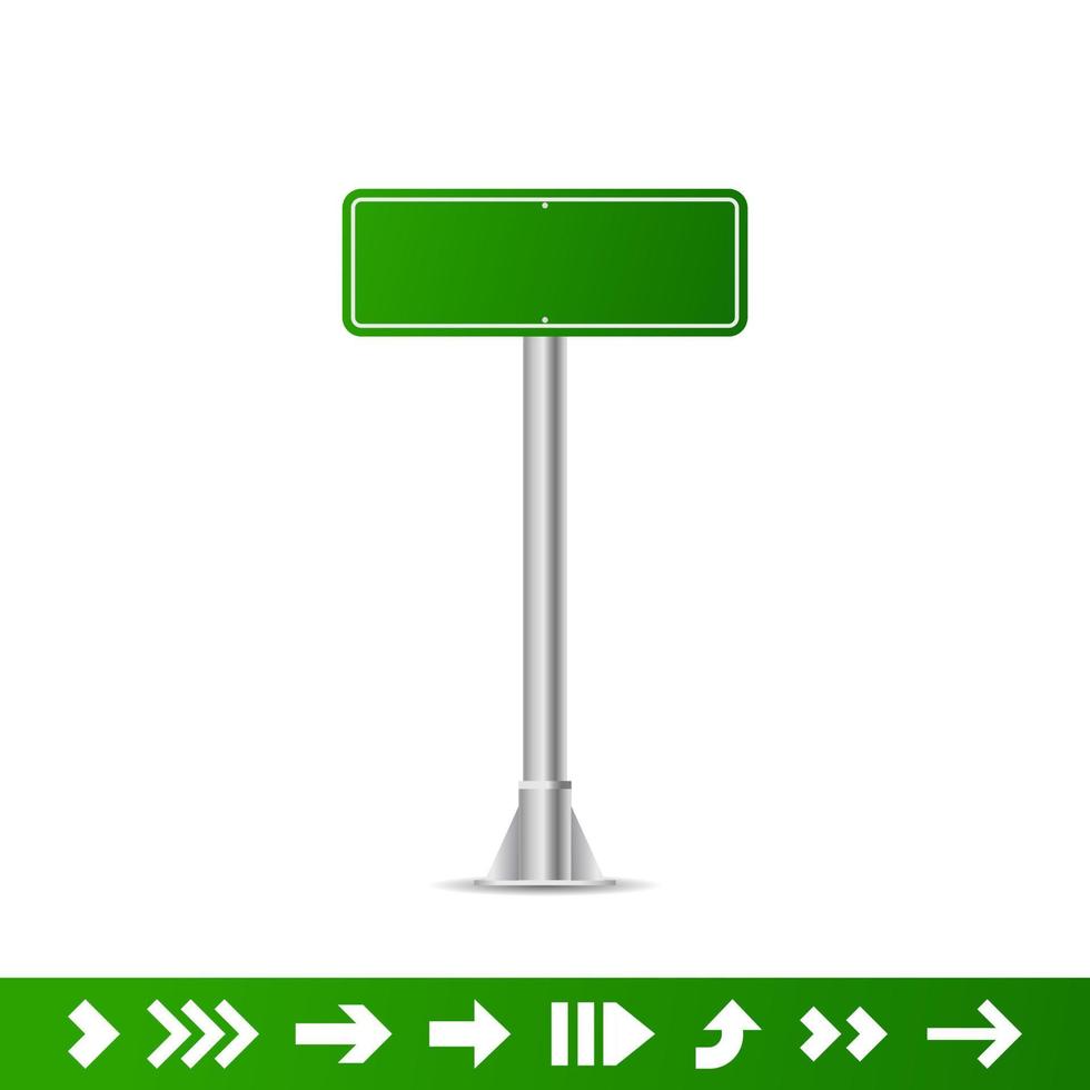 Realistic Green street and road signs. City illustration vector. Street traffic sign isolated, signboard or signpost direction image vector