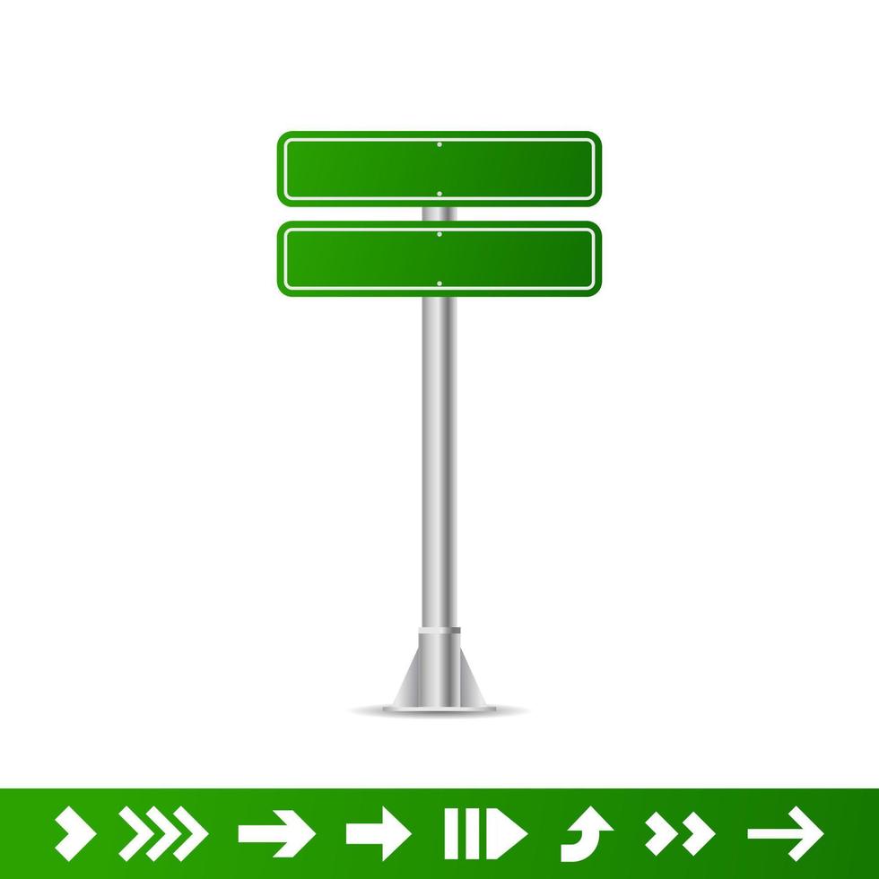 Realistic Green street and road signs. City illustration vector. Street traffic sign isolated, signboard or signpost direction image vector