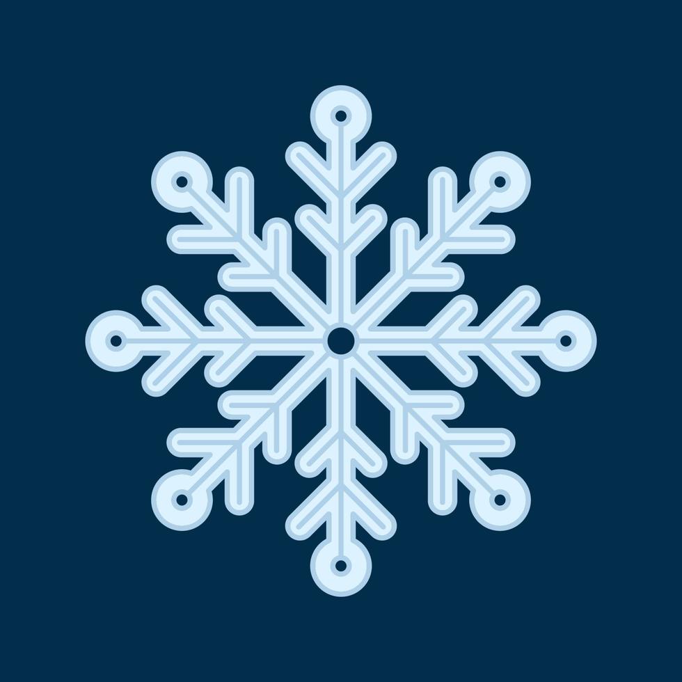 Snowflake. Flat Style. Christmas and Winter Traditional symbol for logo, print, sticker, emblem, badge, greeting and invitation card design and decoration vector