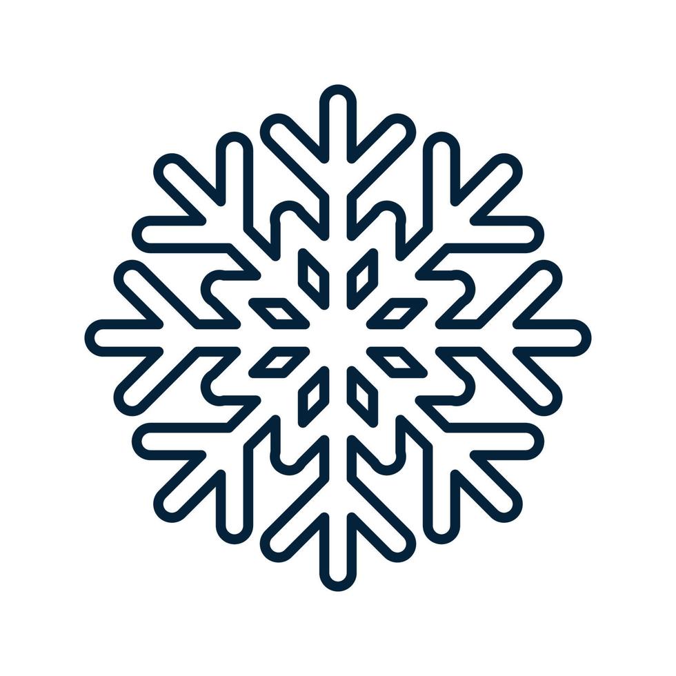pictograma de copo de nieve. Símbolo tradicional de Navidad e invierno para diseño y decoración de logotipos, web, impresiones, adhesivos, emblemas, tarjetas de felicitación e invitaciones. vector