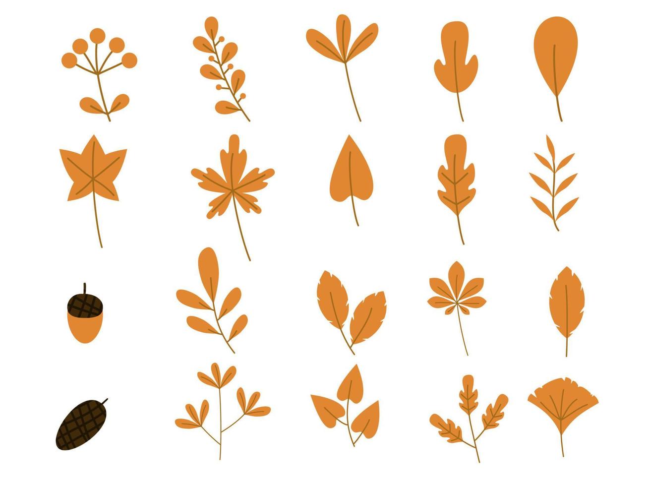 conjunto de hojas de elemento decorativo. ilustración de otoño vector