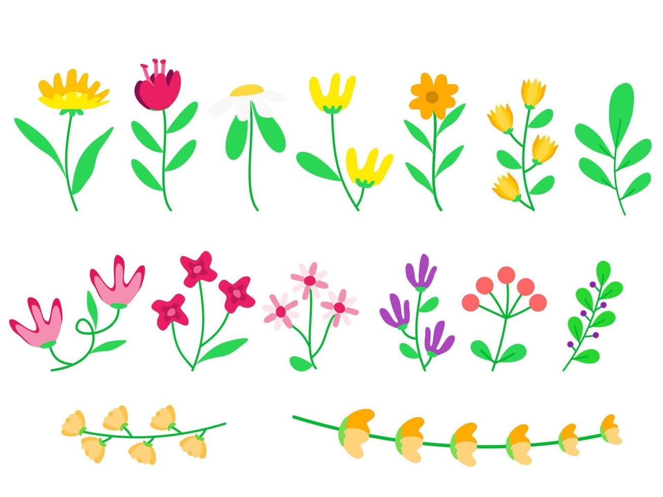 set of flowers decorative element. spring illustration vector