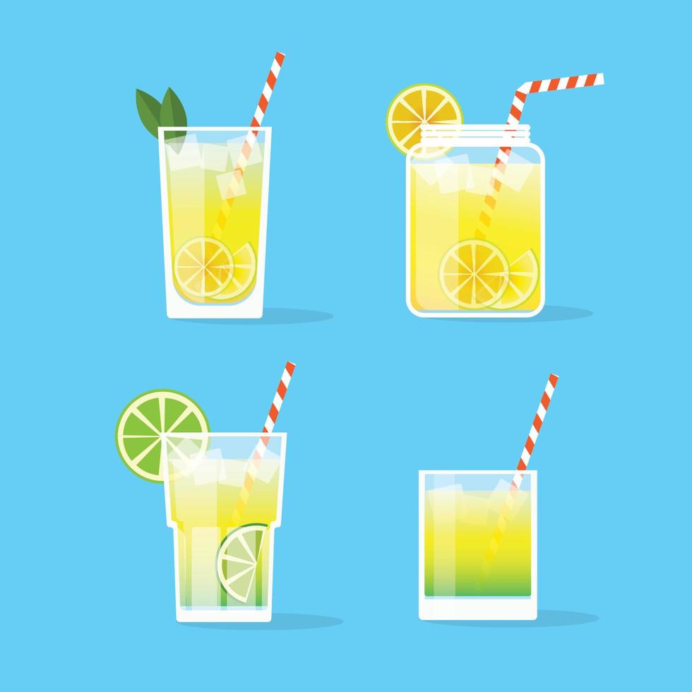 cocktails set alcohol drinks glasses vector