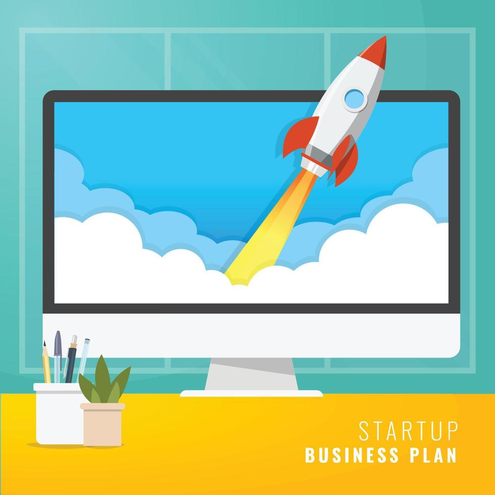 Business concept with rocket vector