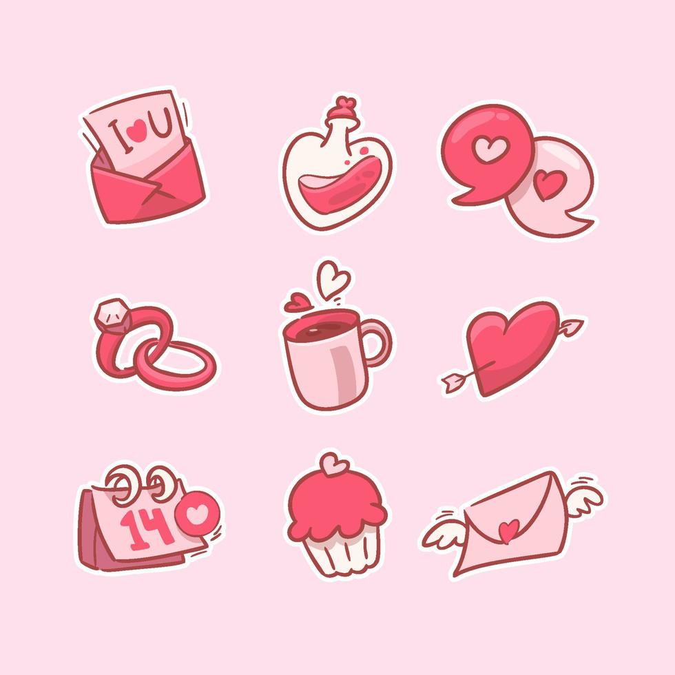 Valentine's Day Elements Sticker Set vector