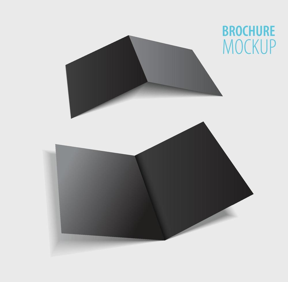 Two Black Brochure design isolated on grey.Realistic style. vector