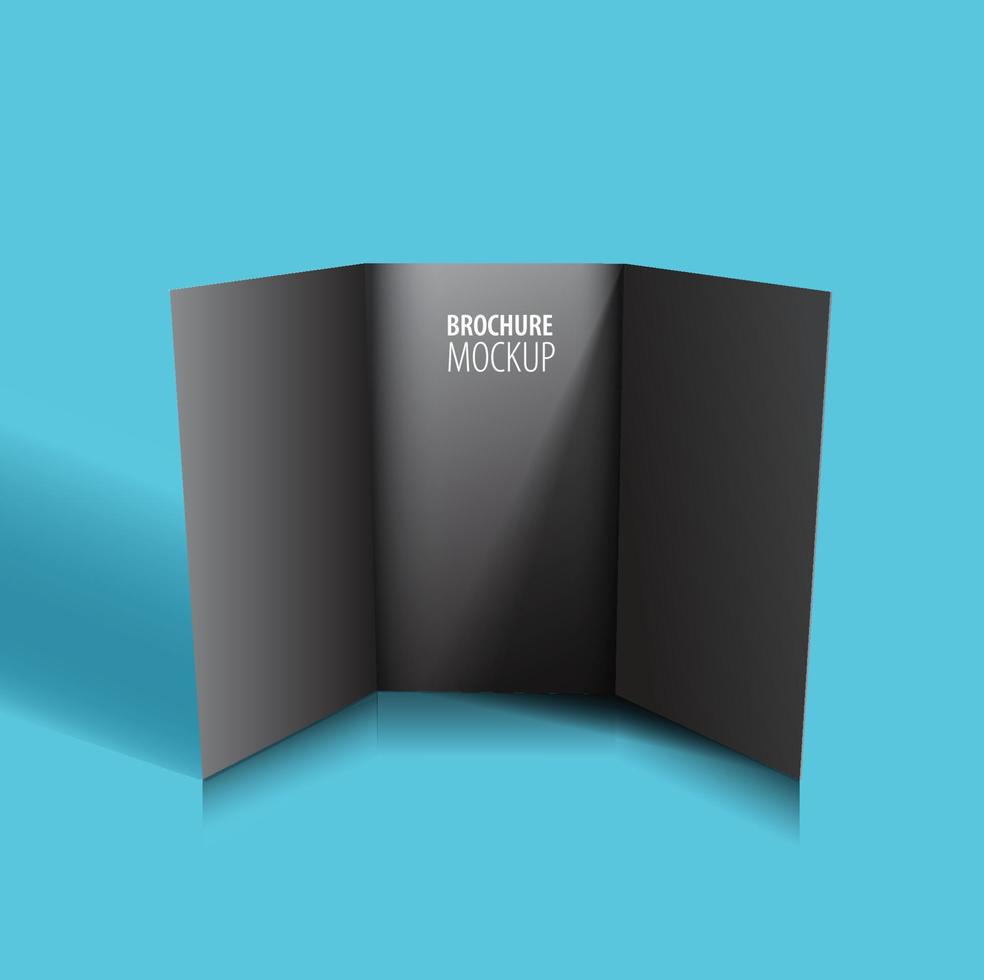 Black Brochure design isolated on blue. Realistic style. vector