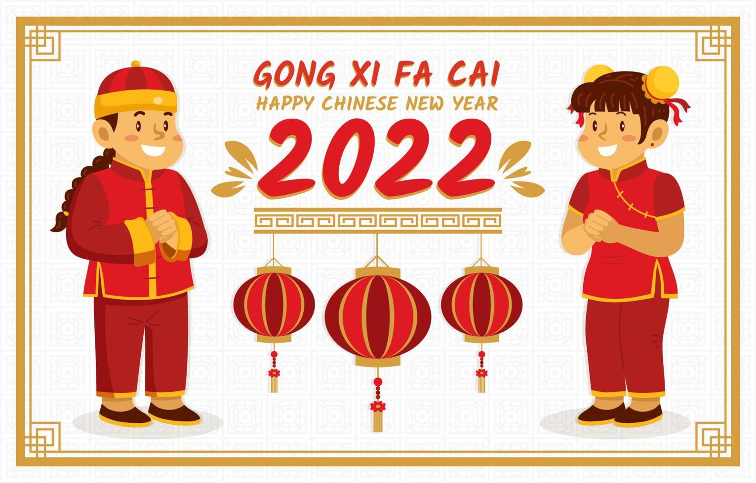 Couples Greeting Chinese New Year Gong Xi Fa Cai vector