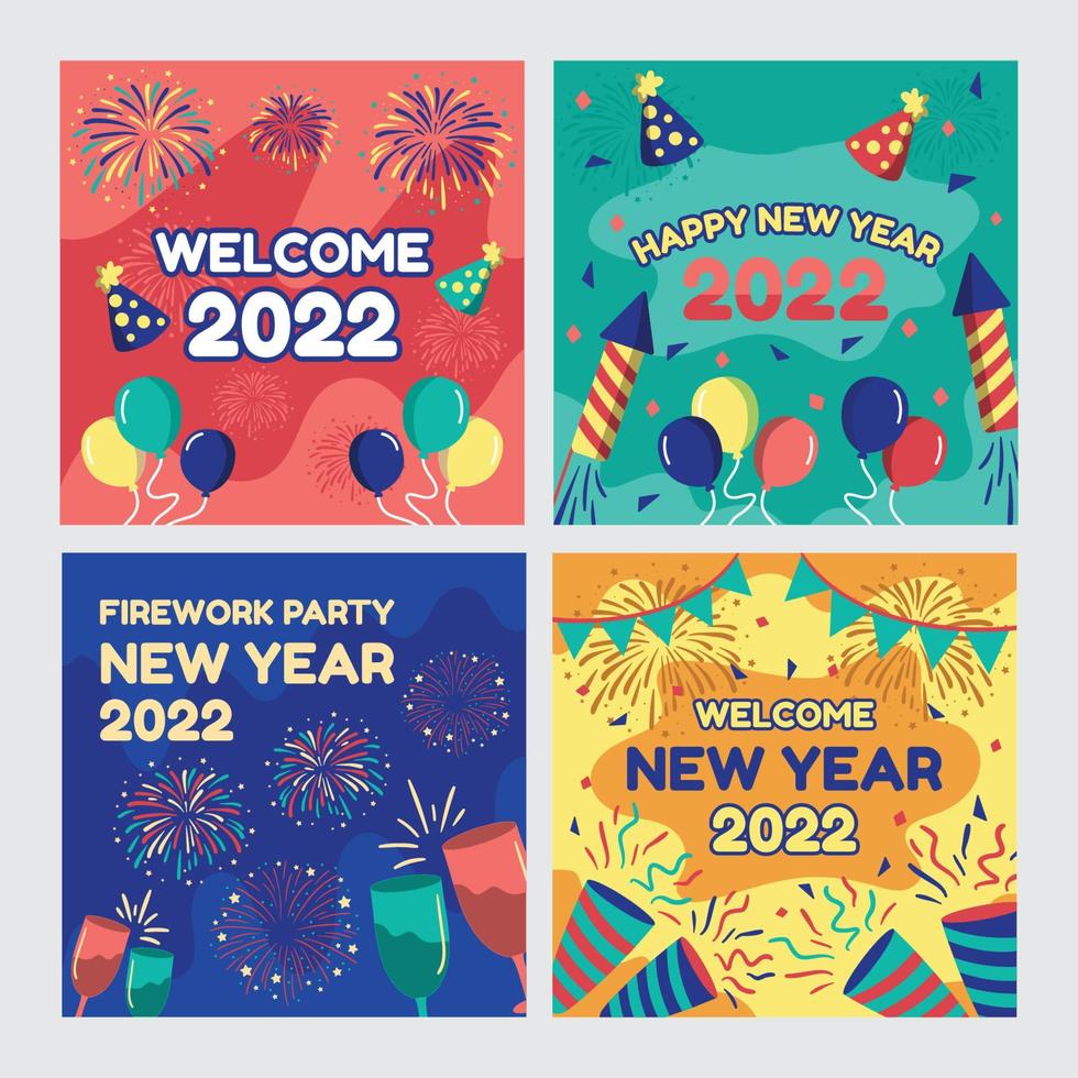 New Year Firework Party Social media vector