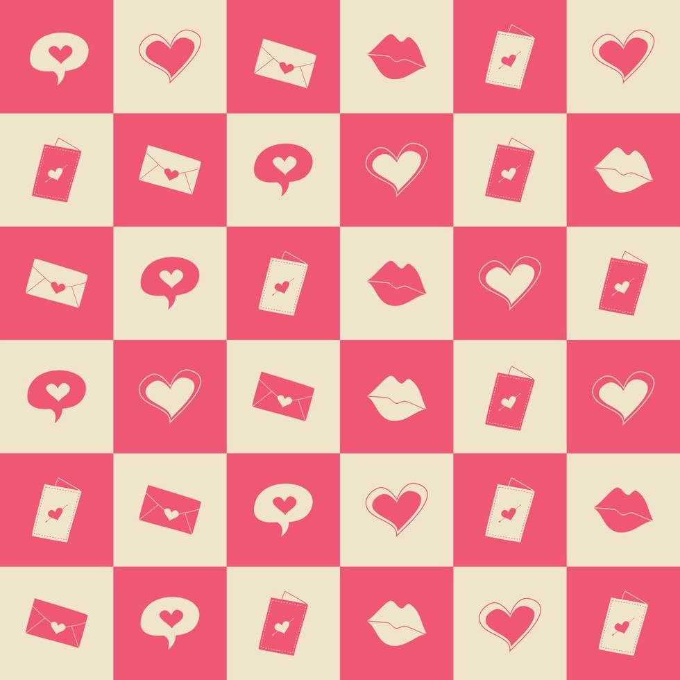 36 Square Valentine Ornament Seamless Pattern vector