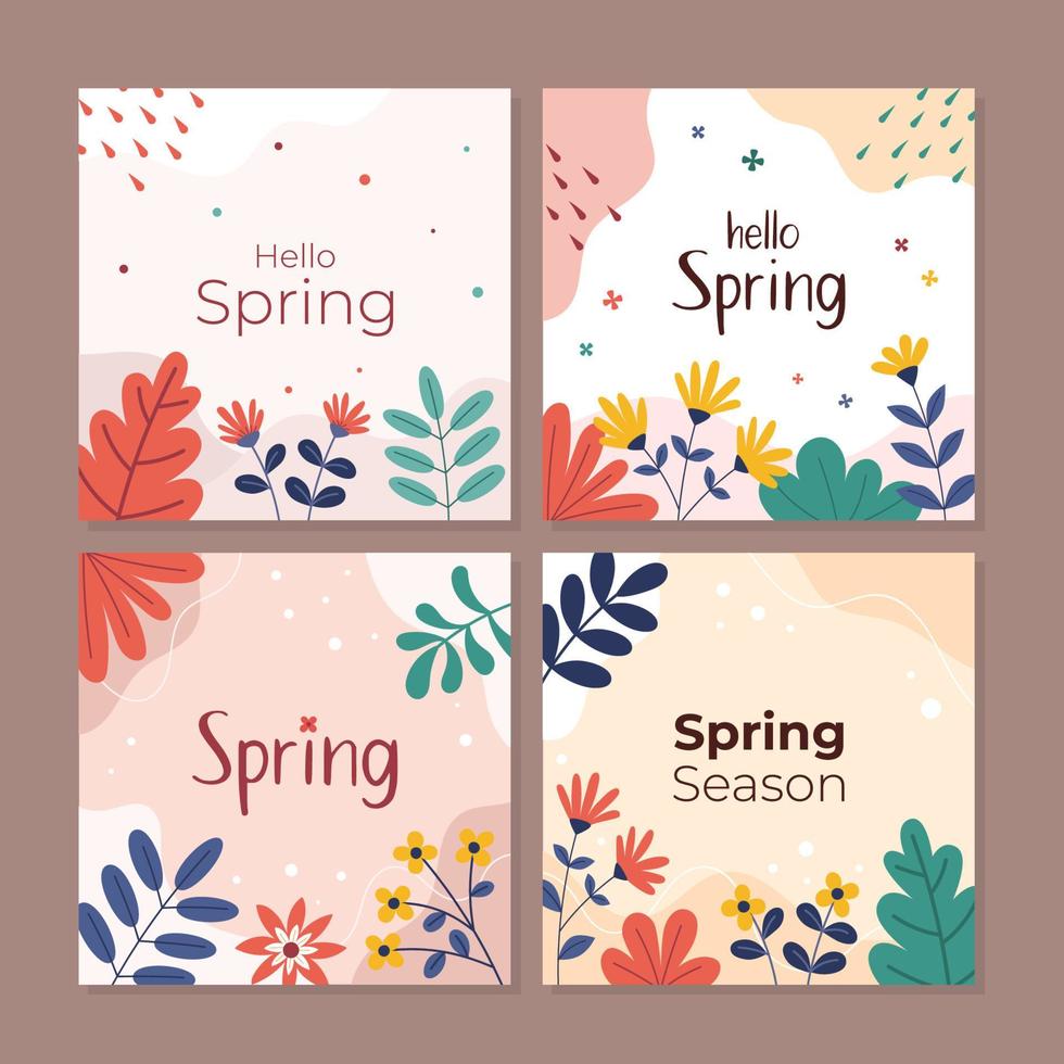 Spring Season Social Media Template With Nature Floral Design vector