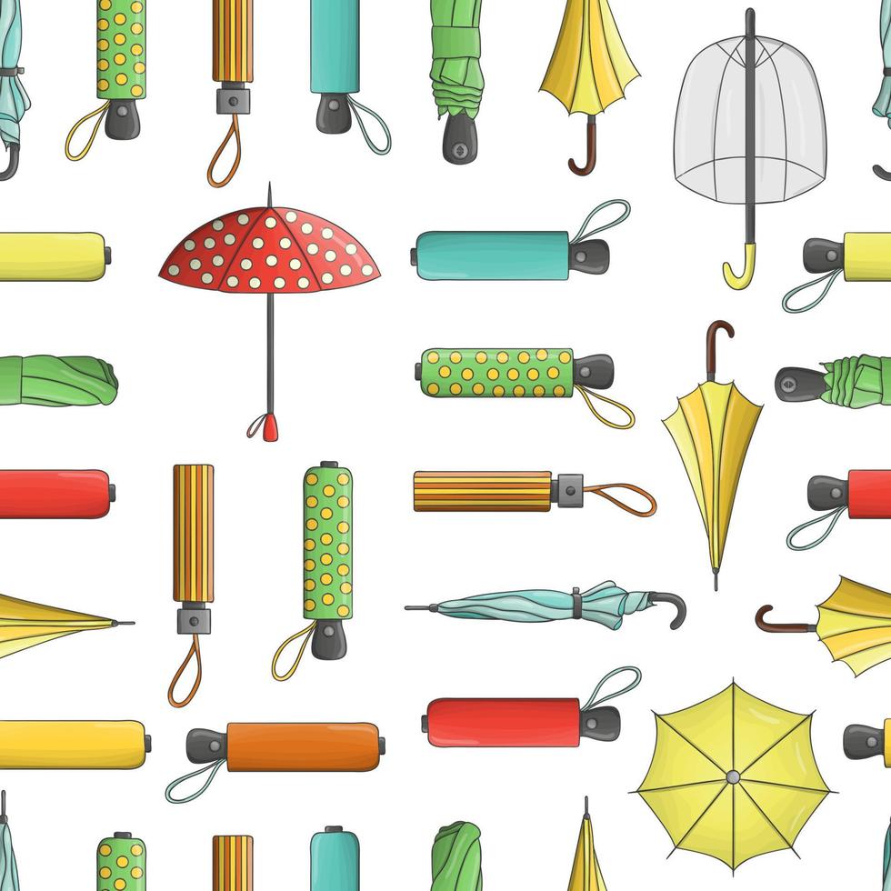 Vector seamless pattern of colored umbrellas. Repeat background with isolated bright umbrella