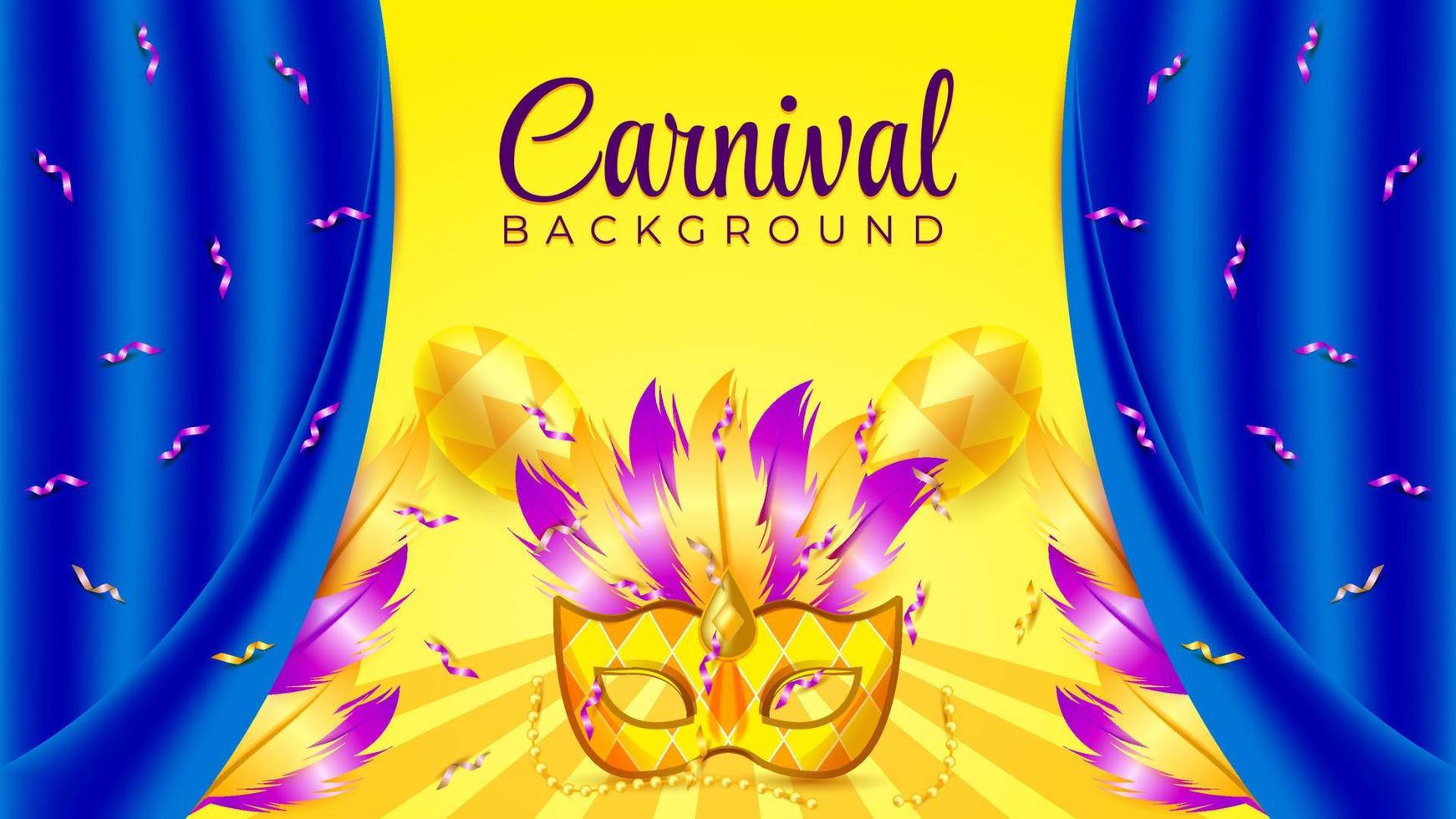 fondo de carnaval de máscara de pluma realista vector