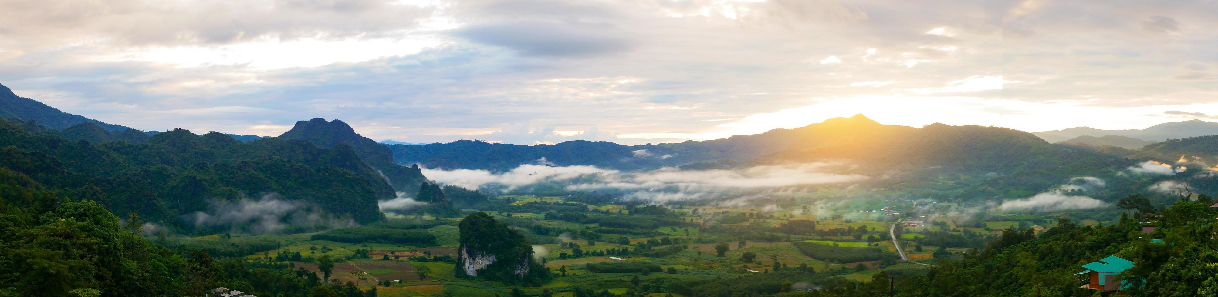 andscape morning mountains and fog, Phu Langka, Thailand photo