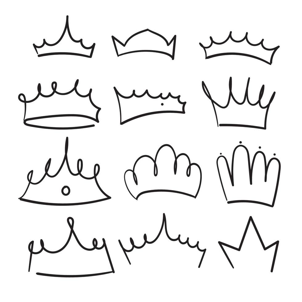 hand drawn Crown logo graffiti icon with Black elements isolated on white background. Vector illustration.