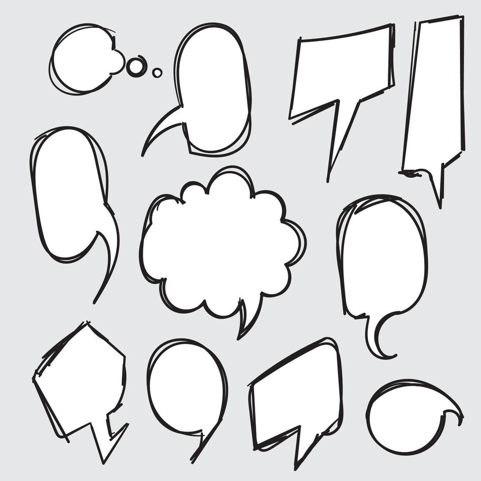 collection of Hand drawn set of speech bubbles. Doodle element. Vector illustration. cartoon