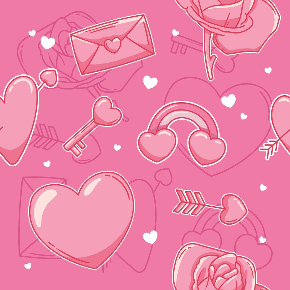 Seamless Pattern of Valentine's Day Objects vector