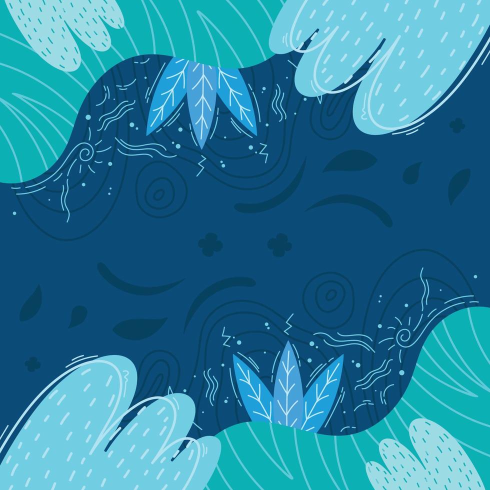 Blue Background with Abstract Floral Objects vector