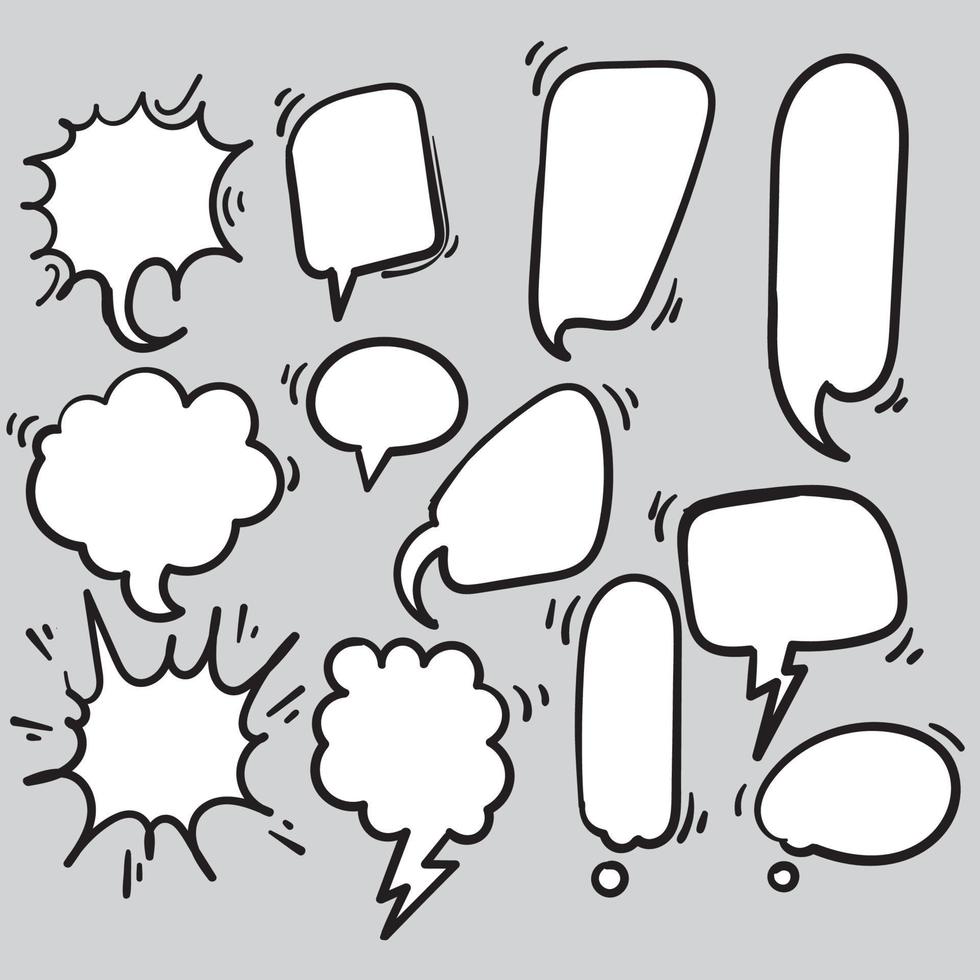 collection of Hand drawn set of speech bubbles. Doodle element. Vector illustration. cartoon