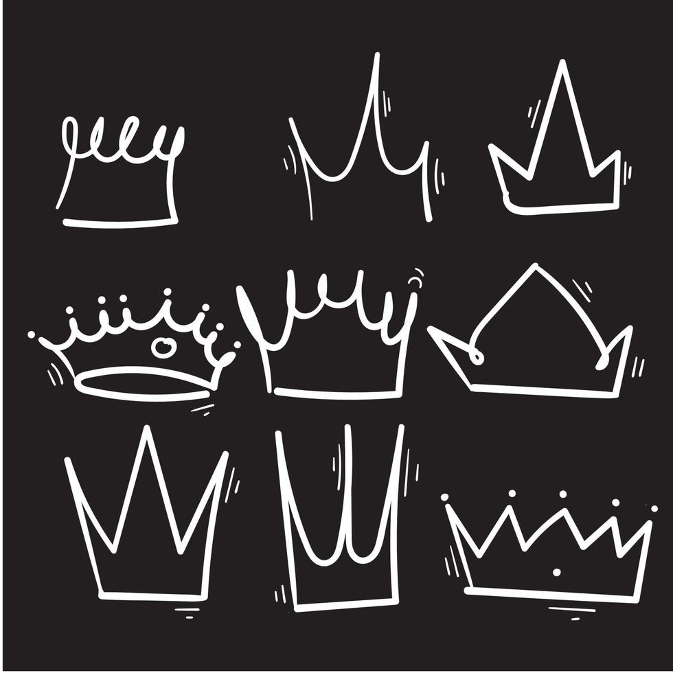 hand drawn Crown logo graffiti icon with Black elements isolated on white background. Vector illustration.