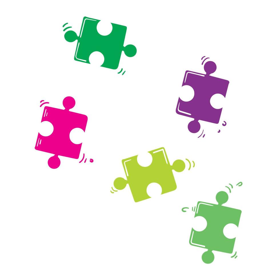 hand drawn jigsaw puzzle element illustration with doodle style vector