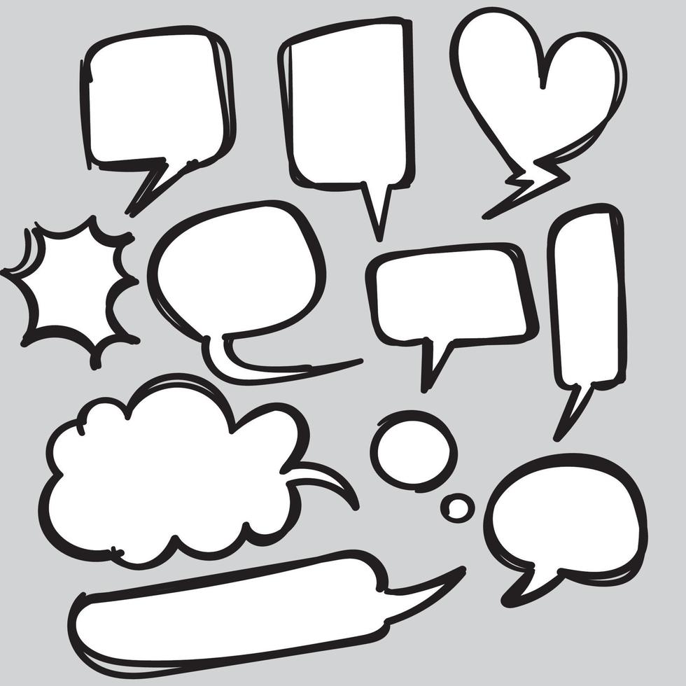 collection of Hand drawn set of speech bubbles. Doodle element. Vector illustration. cartoon