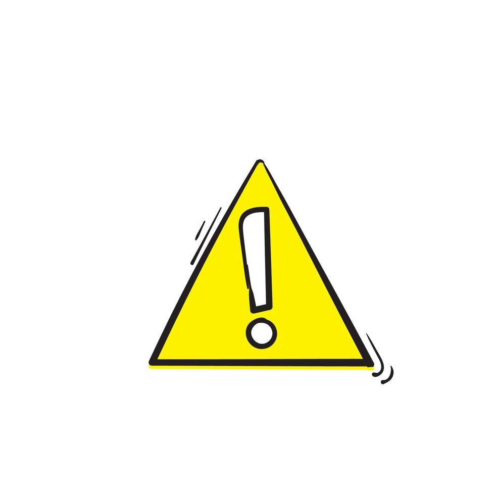 hand drawn hazard warning symbol. Warning icon and sign of danger isolated on white background for use on web design, typography, ui, app, on the road and construction.doodle vector