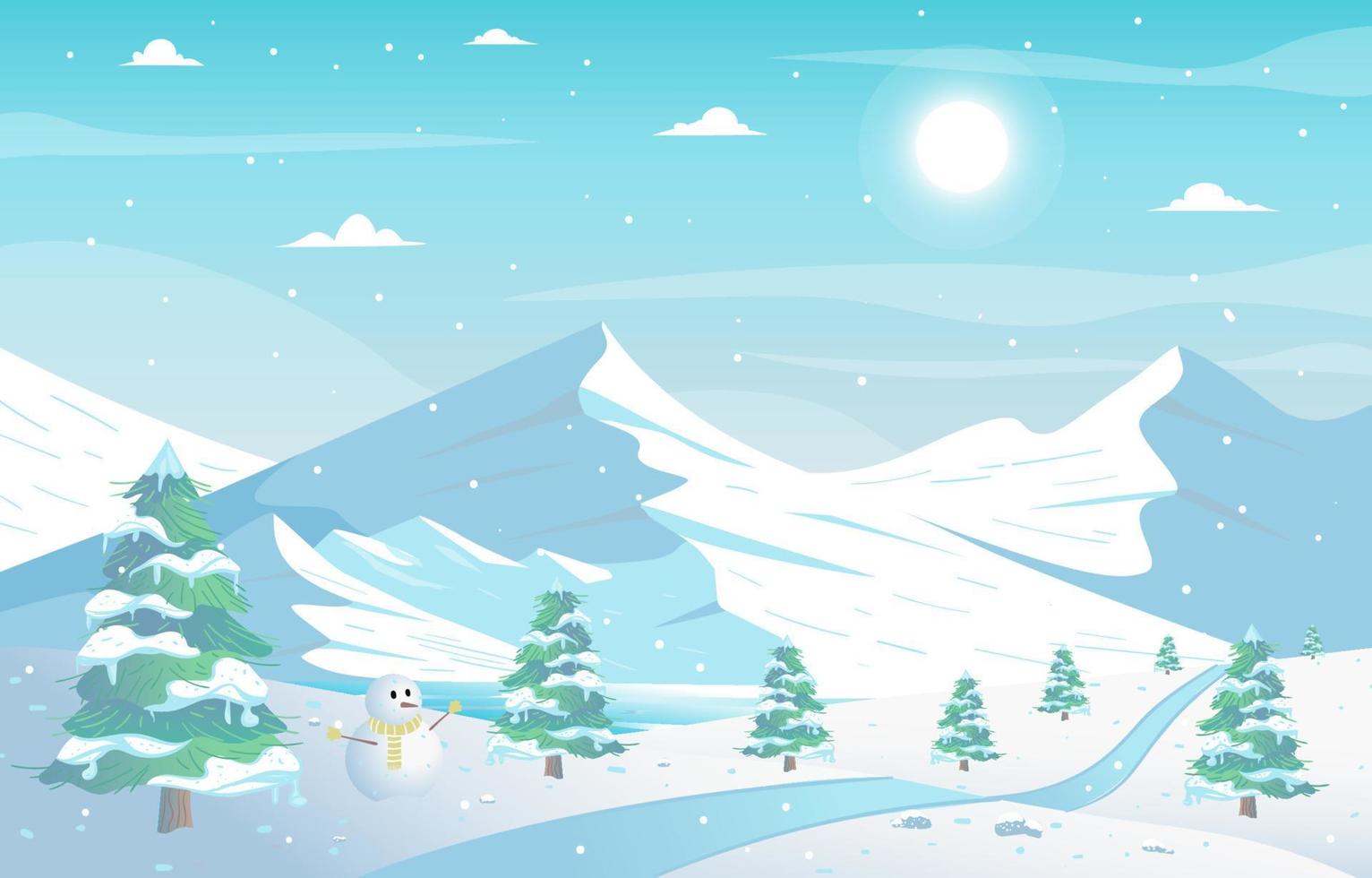 Outdoor Winter Scenery Landscape Background vector