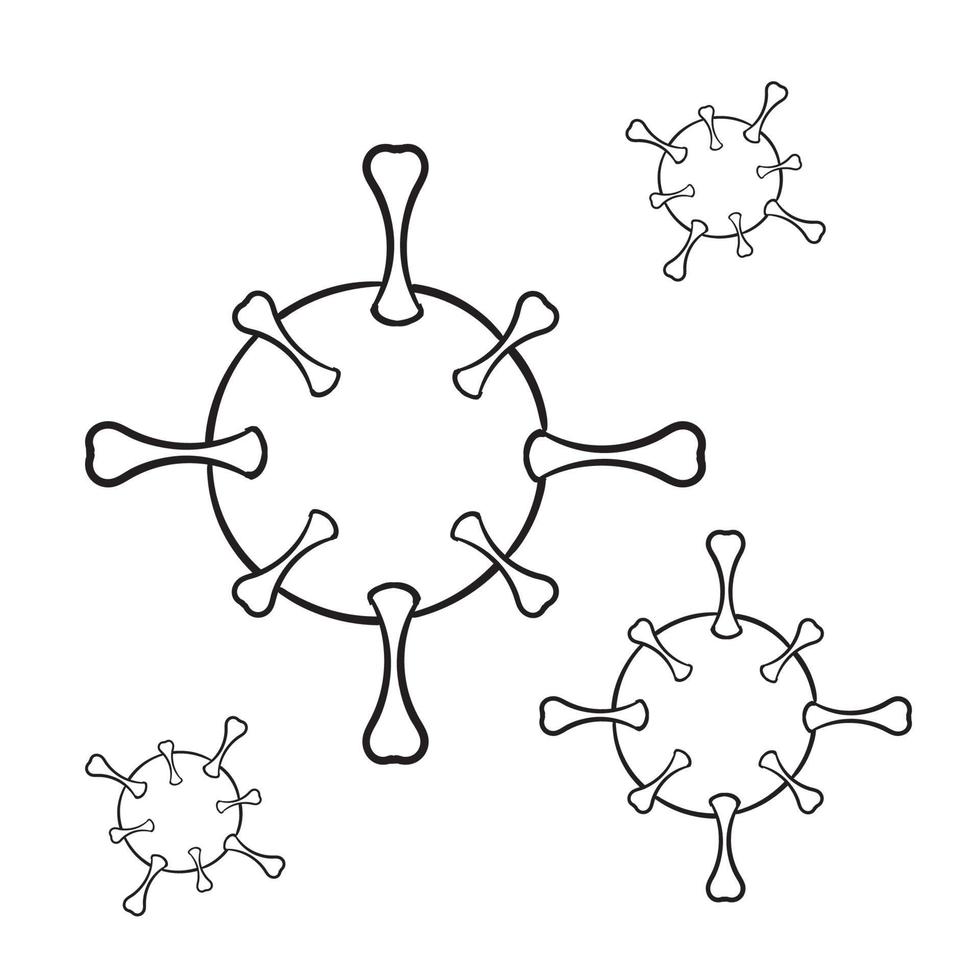 Ilustración de la enfermedad del coronavirus con estilo de dibujos animados de doodle dibujado a mano vector