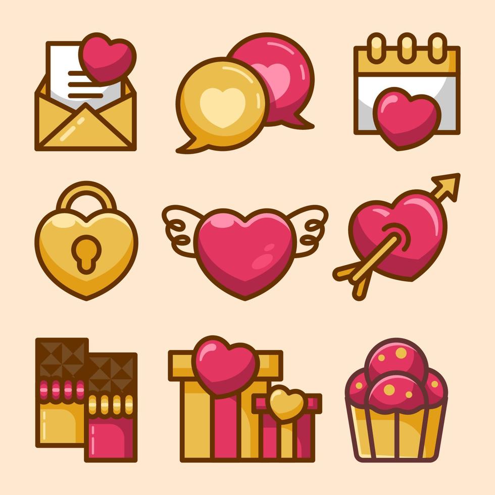 colección de iconos del día de san valentín vector