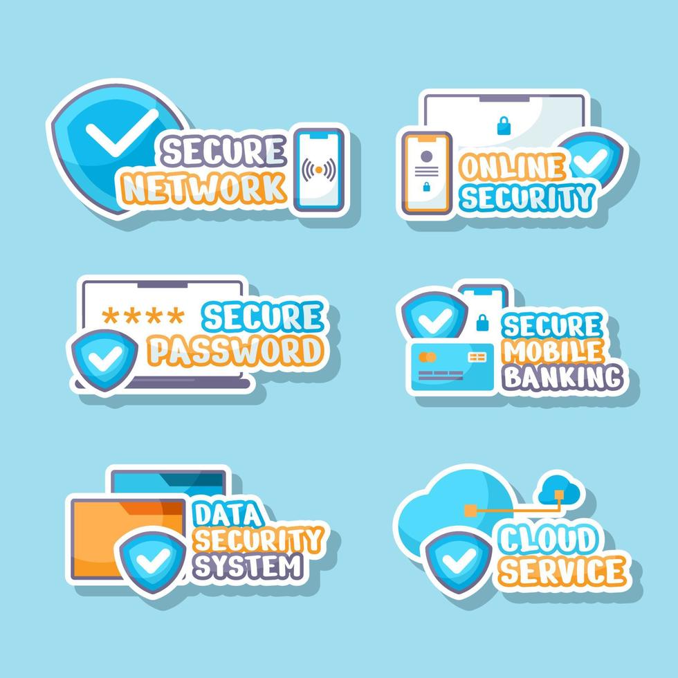 Safe Internet Stickers Collection vector