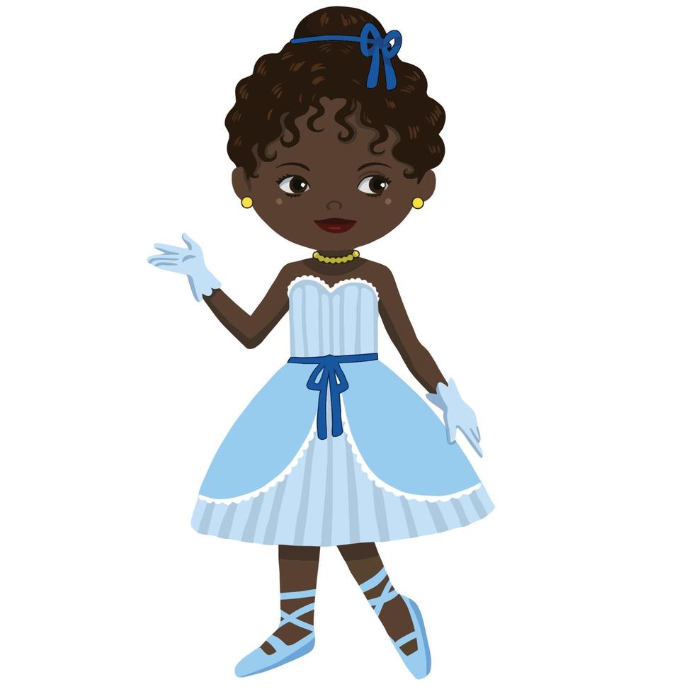 Fashionable Cute Little African American Girl in a Costume with Accessories vector