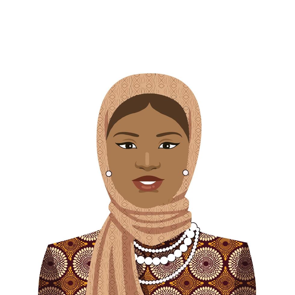 mujer africana, llevando, un, hijab vector