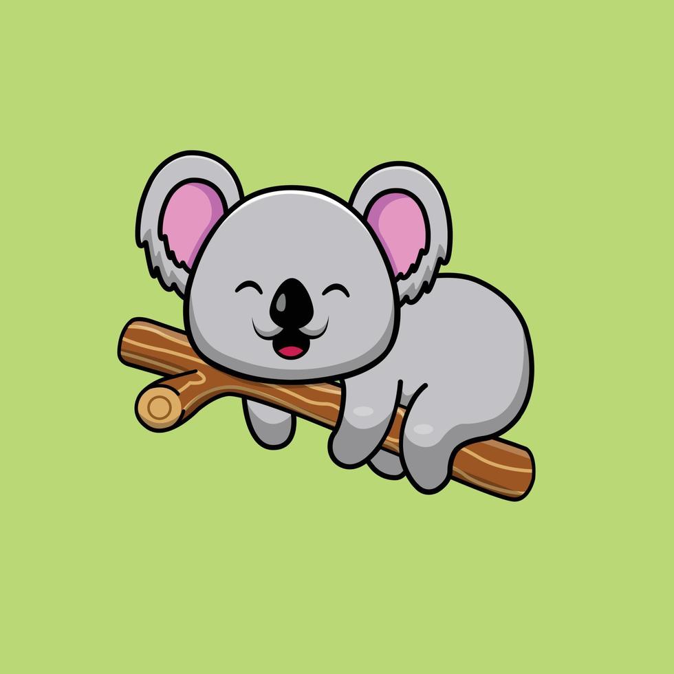 Cute Koala Hanging On Tree Illustration vector