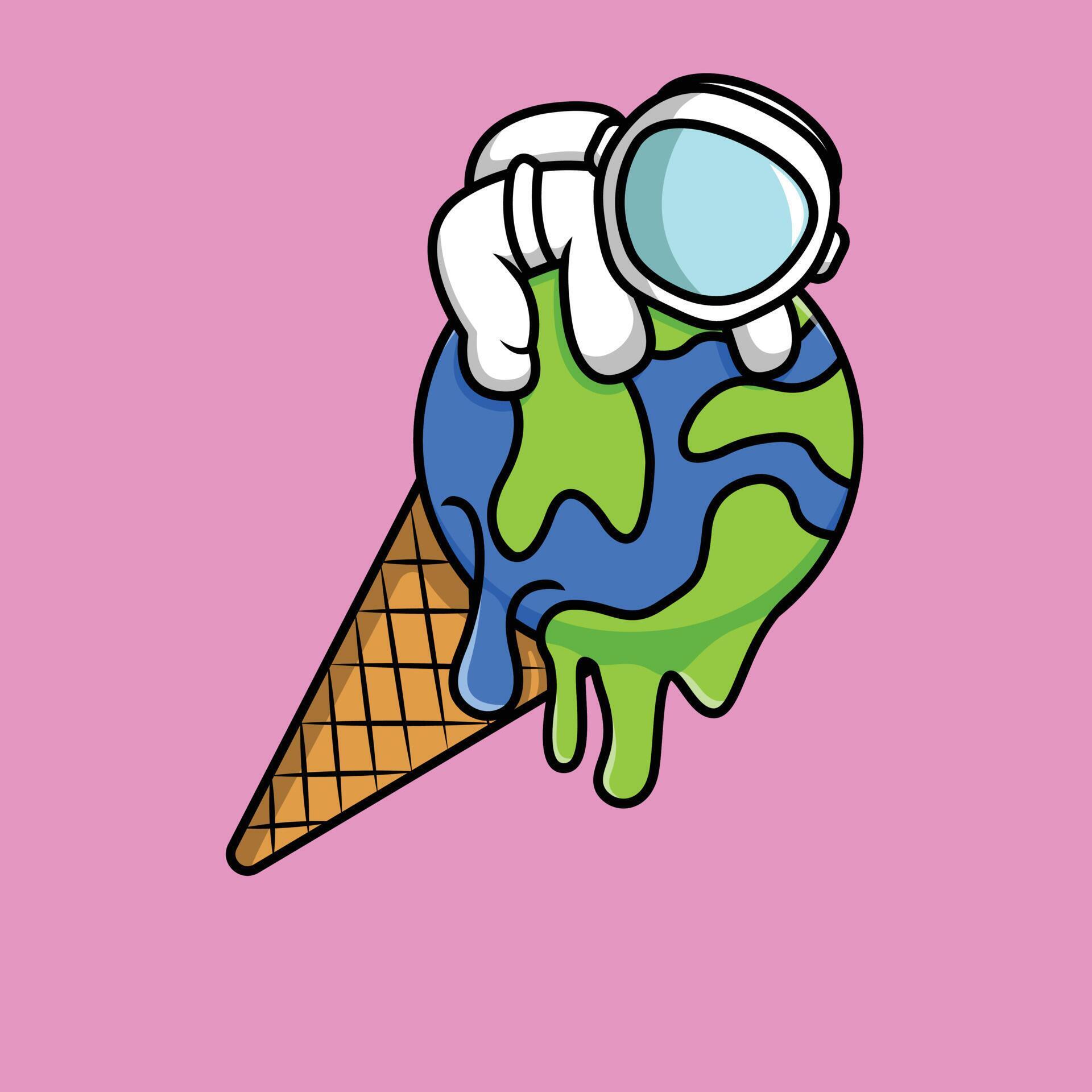 Astronaut On Ice Cream Earth Illustration 4405078 Vector Art at Vecteezy