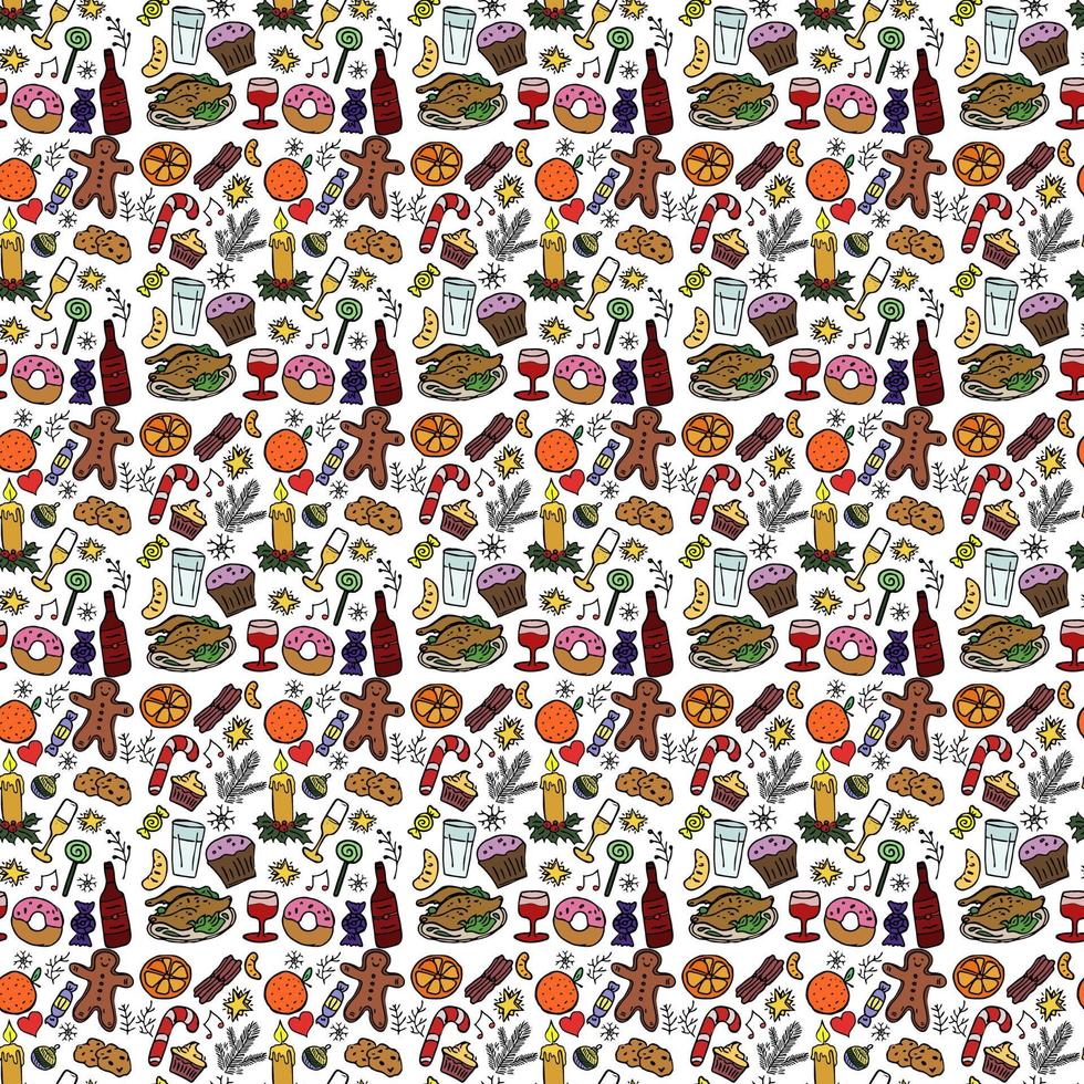 Seamless Christmas food pattern. Christmas background vector