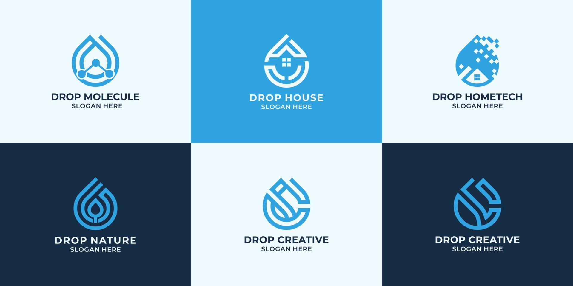 conjunto de diseño de logotipo de gota, logotipo de combinación vector