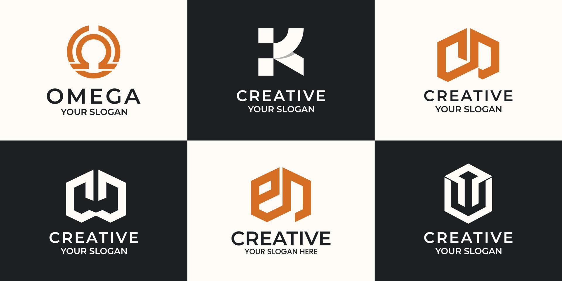 conjunto de diseño de logotipo abstracto de letra creativa vector