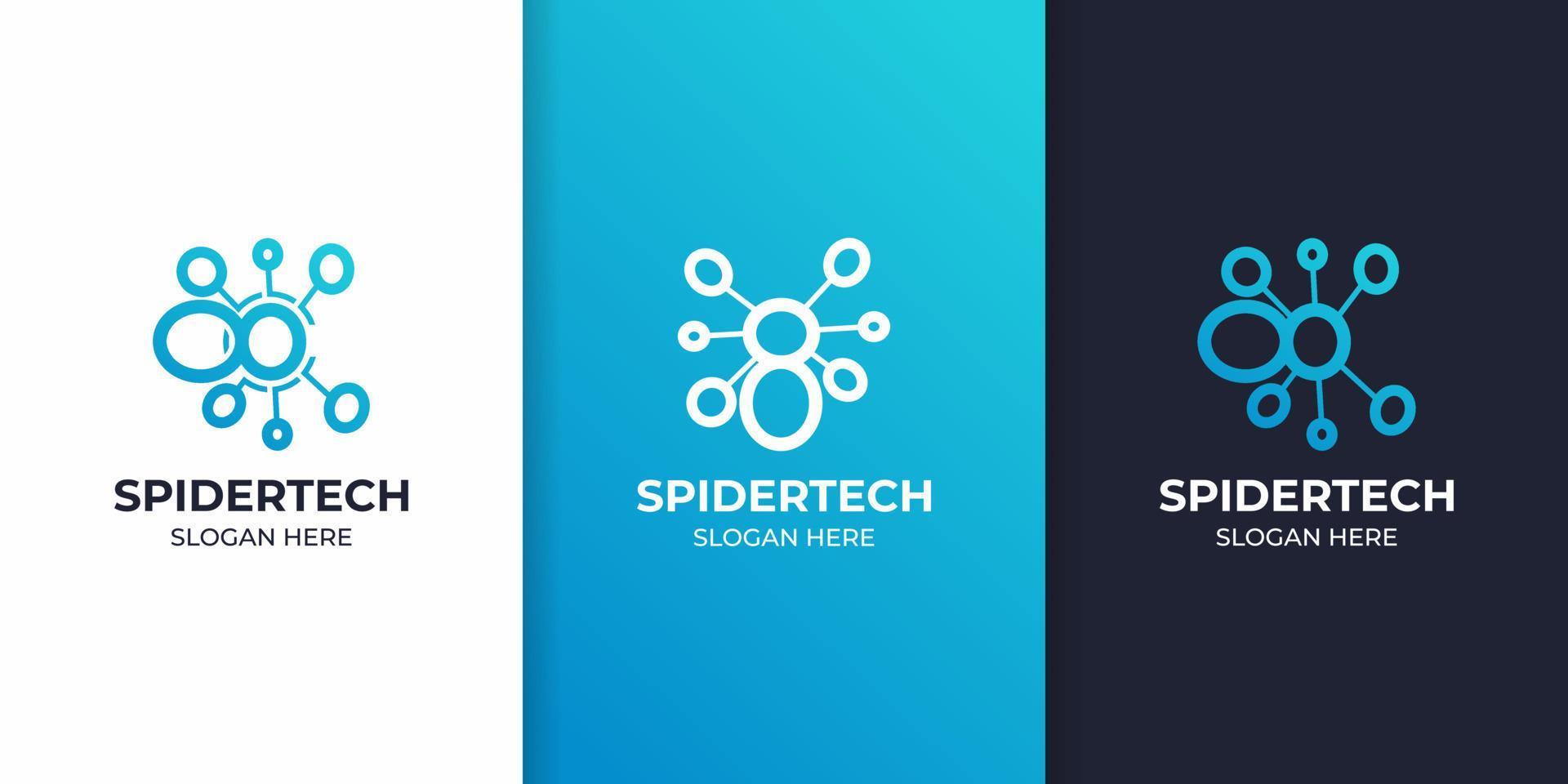 conjunto de diseño de logotipo de tecnología araña vector