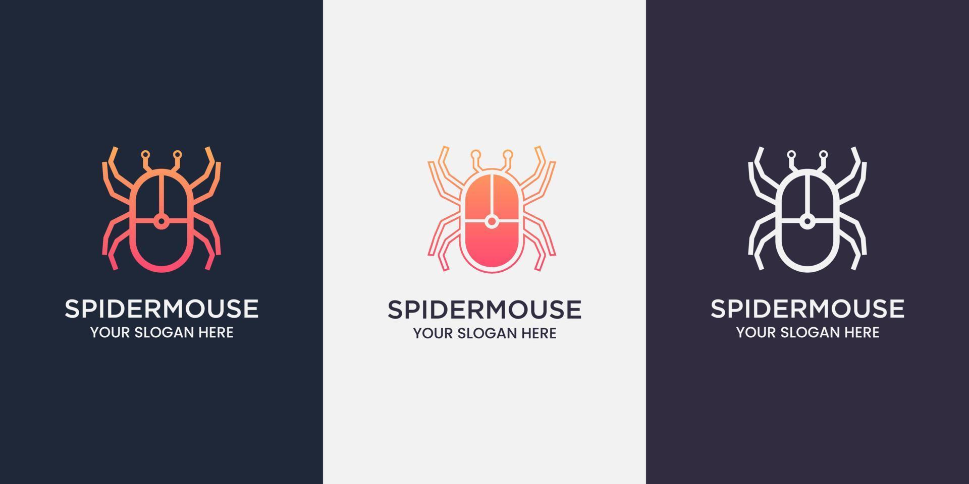 spider mouse combination logo, shape and line vector