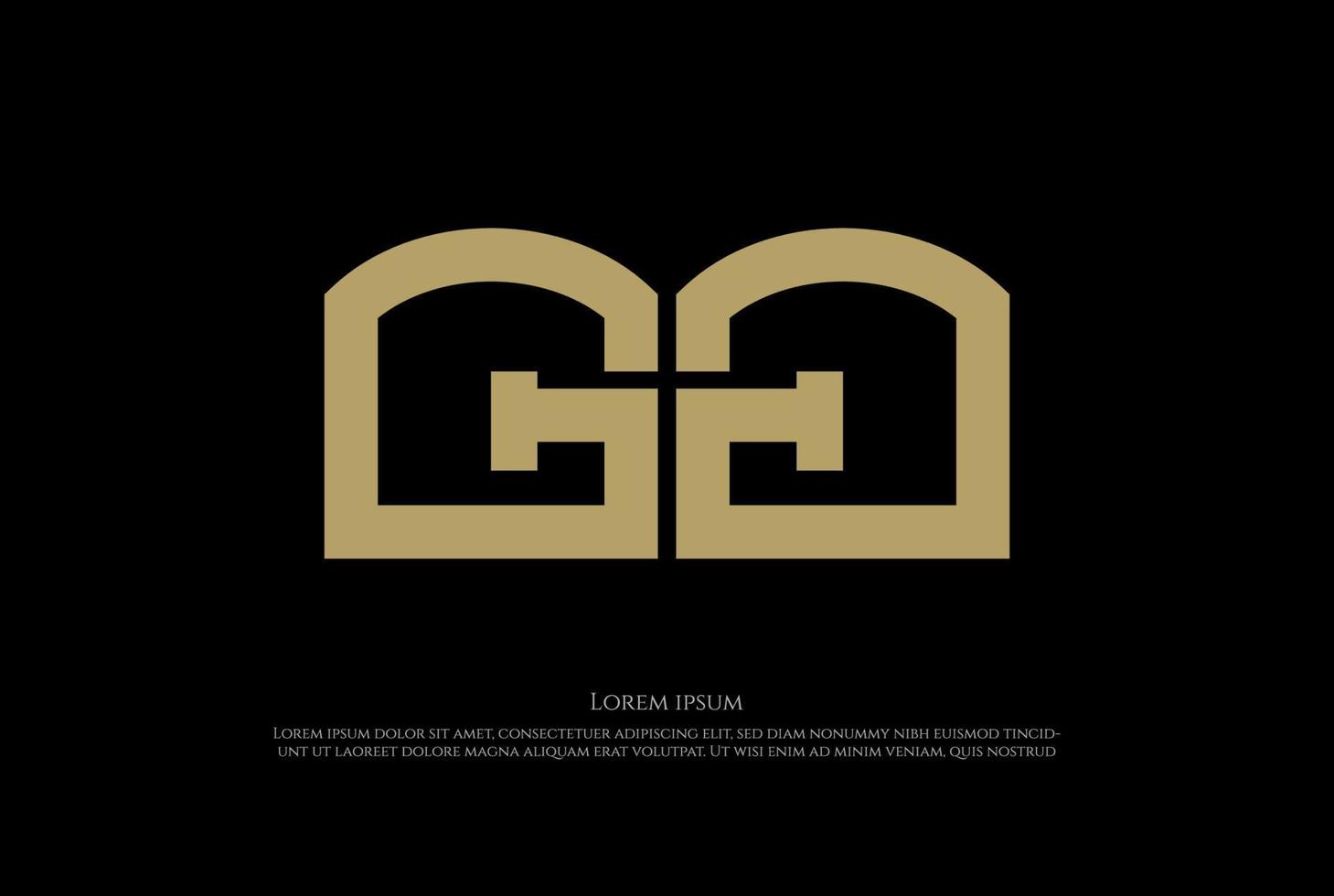 Letra inicial gg vector de diseño de logotipo de tipografía golden gate