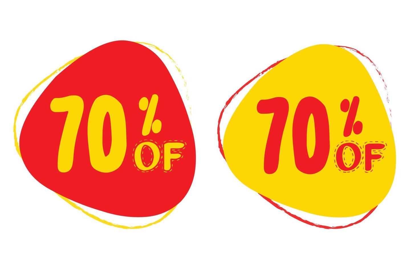 Seventy Percent OFF Sale Discount Banner. Discount offer price tag. Red and Yellow Lebel vector