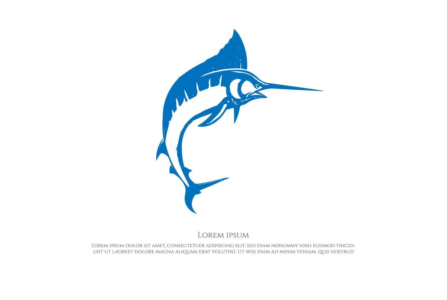 Saltando pez espada marlin para pescador vector de diseño de logotipo de club deportivo de pesca