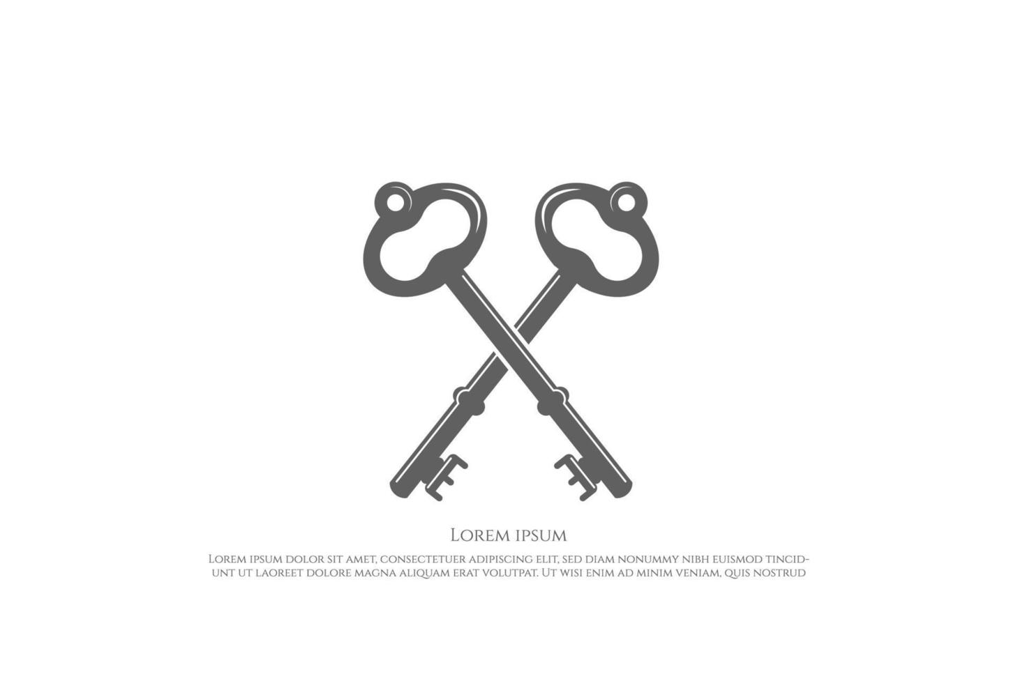 Simple Minimalist Crossed Metal Key Logo Design Vector